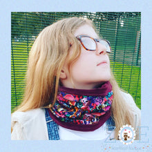 Load image into Gallery viewer, Purple Woodland Snood Scarf ~ Autumn Fall Autumnal Snuggle Wrap Cosy Soft Warm Pullover ~ Ready To Post