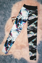 Load image into Gallery viewer, 9-10 Years Molecular Marble Future Leggings Black White Multicolour Pattern Fluid Ink Contemporary Childrens Clothing