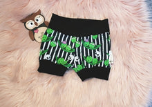 Load image into Gallery viewer, 3-6 Months Zompeas Shorts Shorties Unisex Zombie Peas Black White Stripe