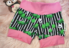Load image into Gallery viewer, 18-24 Months Zompeas Shorts Shorties Black White Pink Stripe Cuff Girls Zombie Peas
