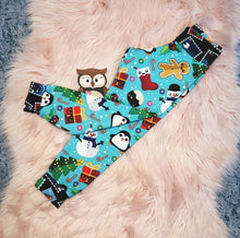 Load image into Gallery viewer, 3-4 Years Relaxed Fit Leggings Gingerbread Unisex Boys Girls Legging Bottoms Stamps Xmas Pudding Stocking Tree