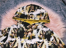 Load image into Gallery viewer, 9-10 Years Reindeer Hoodie Black and Yellow Christmas Winter Scene Lamp Post Night Light Baby Deer Kids Hoody