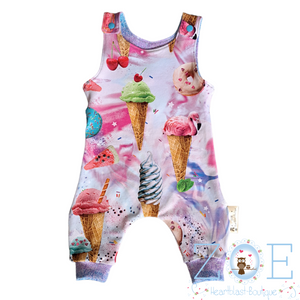 Newborn Ice Cream Long Leg Romper