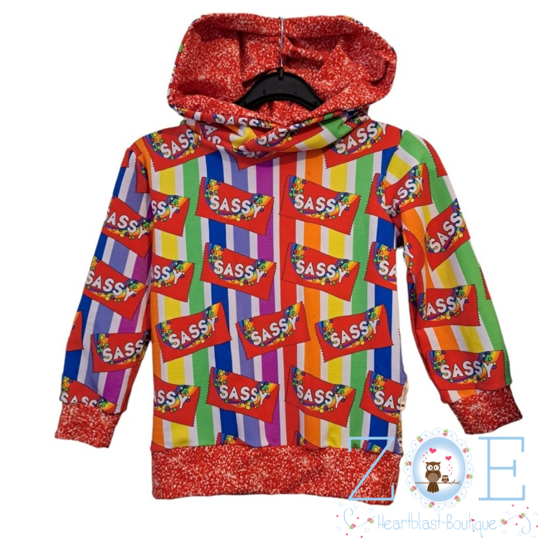 5-6 Years Sassy Sweets Hoodie Red Glitter