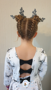 6-7 + 8-9 Years Preworn 3 bow open back White and Black Reindeer Stag Head Christmas Xmas