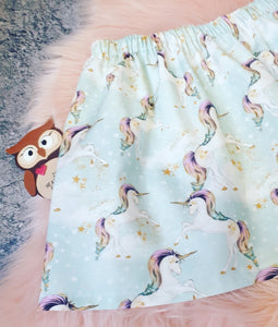 Unicorn Skirt ~ Sky Blue Elasticated Waist, Spring Summer Birthday Outfit Ready To Post