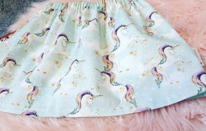 Unicorn Skirt ~ Sky Blue Elasticated Waist, Spring Summer Birthday Outfit Ready To Post