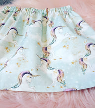 Load image into Gallery viewer, Unicorn Skirt ~ Sky Blue Elasticated Waist, Spring Summer Birthday Outfit Ready To Post
