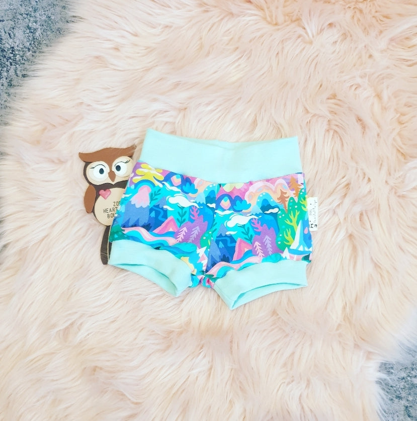 3-6 Months Colourful Blue Mountain Shorties Shorts