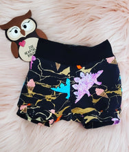 Load image into Gallery viewer, EXCLUSIVE Black &amp; Gold Marble Dinosaur Ice Cream Shorties Shorts Summer
