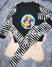 Load image into Gallery viewer, Size 12 Preworn One Off Womens Set Beauty Beast Stripes And Bubbles Leggings &amp; Jumper
