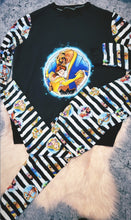Load image into Gallery viewer, Size 12 Preworn One Off Womens Set Beauty Beast Stripes And Bubbles Leggings &amp; Jumper
