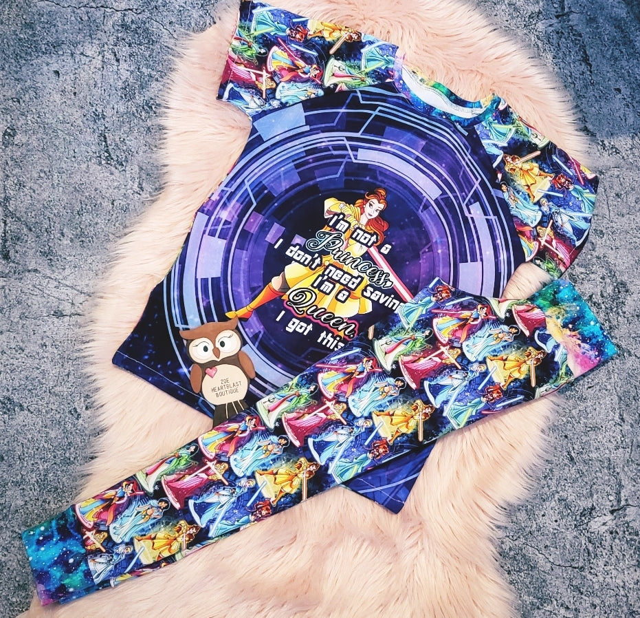 8-9 Years ONE OFF The Force Is Strong With This Princess Leggings and Top Set Tshirt Short Sleeve Cuff Bottoms