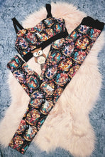 Load image into Gallery viewer, UK Size 12 Pin Up Princess Leggings &amp; Bralet Crop Top Set Womens Unique Print
