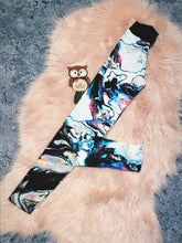 Load image into Gallery viewer, 9-10 Years Molecular Marble Future Leggings Black White Multicolour Pattern Fluid Ink Contemporary Childrens Clothing
