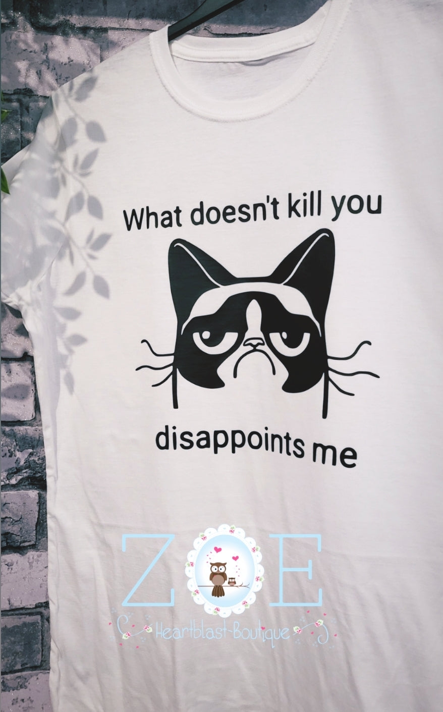 X Large Womens Grumpy Cat Novelty Funny Tshirt Short Sleeve Top Disappoints Me Dark Humour