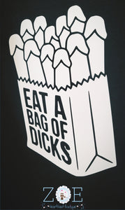 Large Mens Bag Of Dicks Novelty Dark Humour Dad Joke Gift Black Short Sleeve Top Tshirt