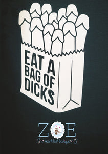 Large Mens Bag Of Dicks Novelty Dark Humour Dad Joke Gift Black Short Sleeve Top Tshirt