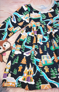 6-12 Months Gingerbread House Long Sleeved Ivy Dress Sugar and Spice Tree