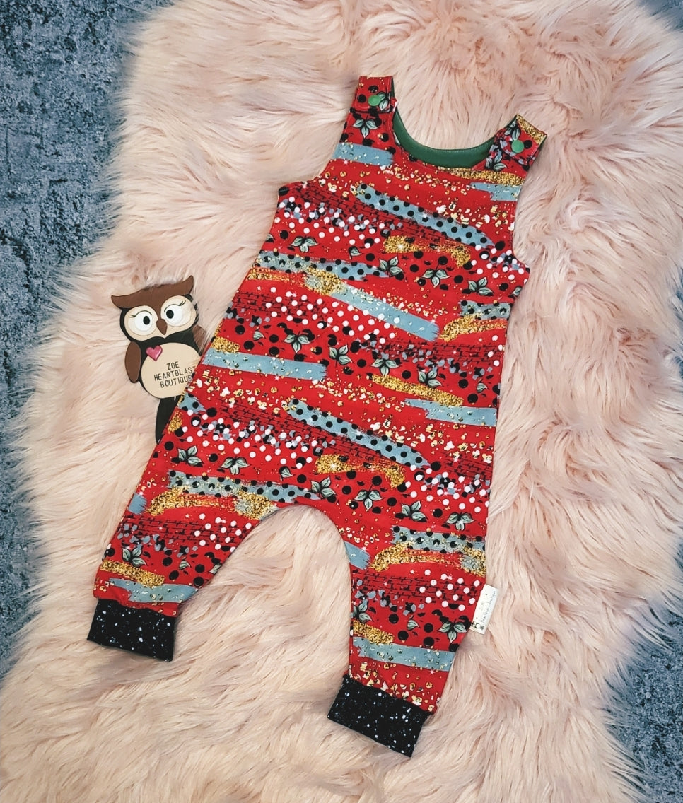 3-6 Months Polka Dot Christmas Wrap Romper Onesie All In One Paper Sketch