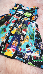 6-12 Months Sleeveless Ivy Dress Gingerbread Stocking Christmas Tree Stamp Pretty Patchwork Patches