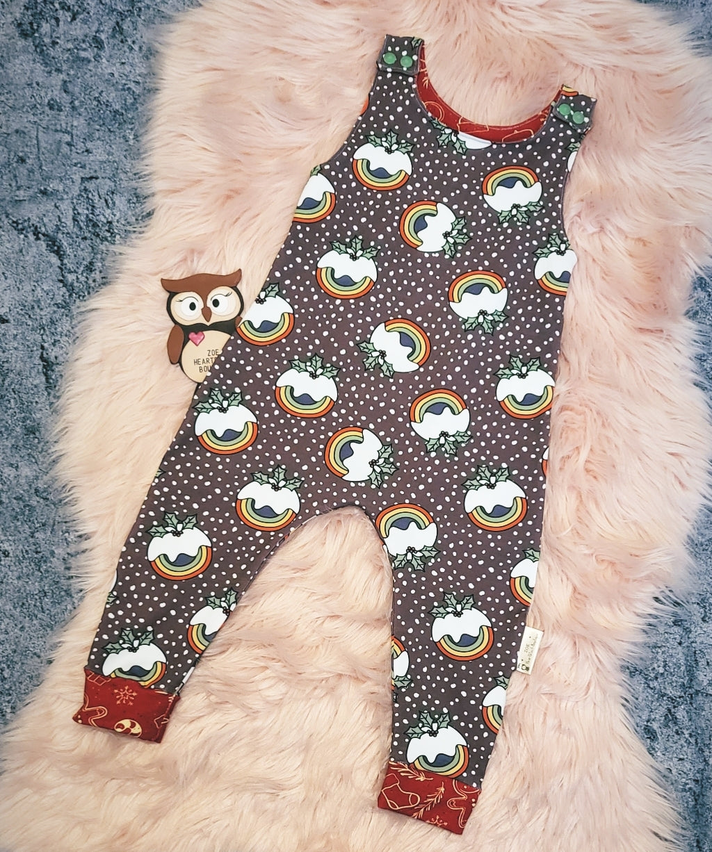 12-18 Months Ello Pudding Christmas Pud Romper Onesie All In One Rainbow Baby