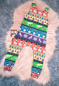 3-4 Years Merry Parade Romper Onesie Fair Isle Knitted Effect Dino Unicorn Xmas Festivities