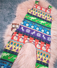 Load image into Gallery viewer, 3-4 Years Merry Parade Romper Onesie Fair Isle Knitted Effect Dino Unicorn Xmas Festivities
