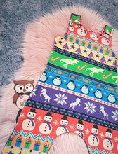 Load image into Gallery viewer, 3-4 Years Merry Parade Romper Onesie Fair Isle Knitted Effect Dino Unicorn Xmas Festivities
