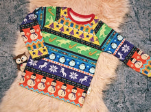 Load image into Gallery viewer, 6-7 Years Long Sleeved Tshirt Top Fair Isle Effect Christmas Dinosaur Unicorn Snowman
