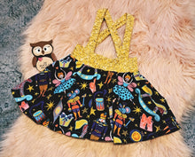 Load image into Gallery viewer, 12-18 Months Glitter Gold Nutcracker Lilah Twirly Suspender Skirt Braces
