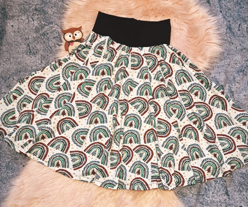 11-12 Years High Waist Tartan Rainbow Lilah Twirly Skirt Leopard Print