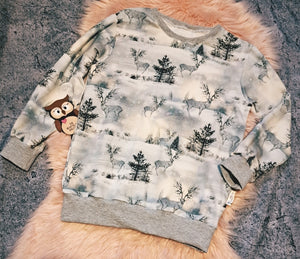 10-11 Years Christmas Jumper Snow Scene Reindeers Fir Trees Xmas