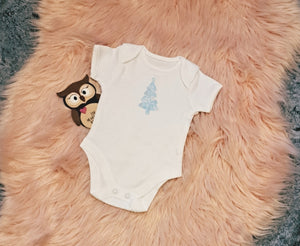 0-3 Months Pale Blue Harems and Onesie Outfit Set Christmas Tree Frosty Winter Scene
