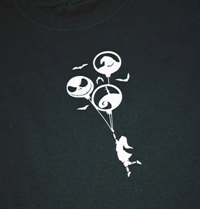 7-8 Years Nightmare Christmas Balloons Black Short Sleeve Tshirt Halloween Xmas