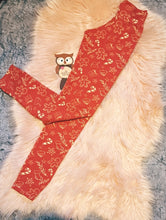 Load image into Gallery viewer, 10-11 Years Gingerbread Leggings Christmas Festivities Xmas Candy Cane Red Beige
