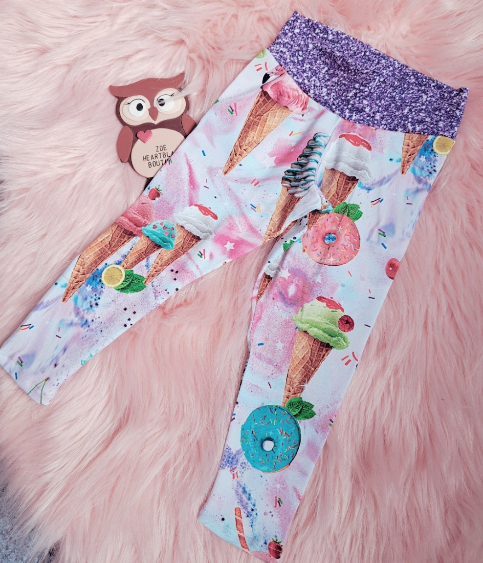 12-18 Months Ice Cream Flamingo Leggings Summer Sweet Treats