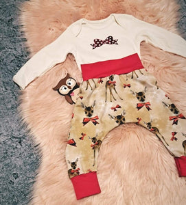 6-12 Months Deer Bow Onesie Harems Pants Bottoms Outfit Set