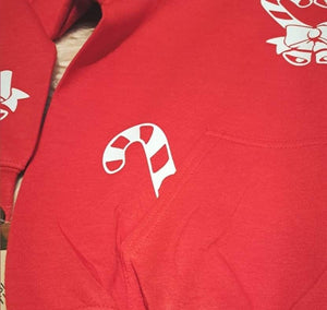 7-8 Years Christmas Hoodie Candy Canes Bow Bell Sweets Xmas Sweeties Hoody