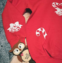 Load image into Gallery viewer, 7-8 Years Christmas Hoodie Candy Canes Bow Bell Sweets Xmas Sweeties Hoody
