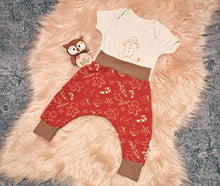 Load image into Gallery viewer, 3-6 Months Gingerbread Outfit Set Onesie Harems pants Bottoms
