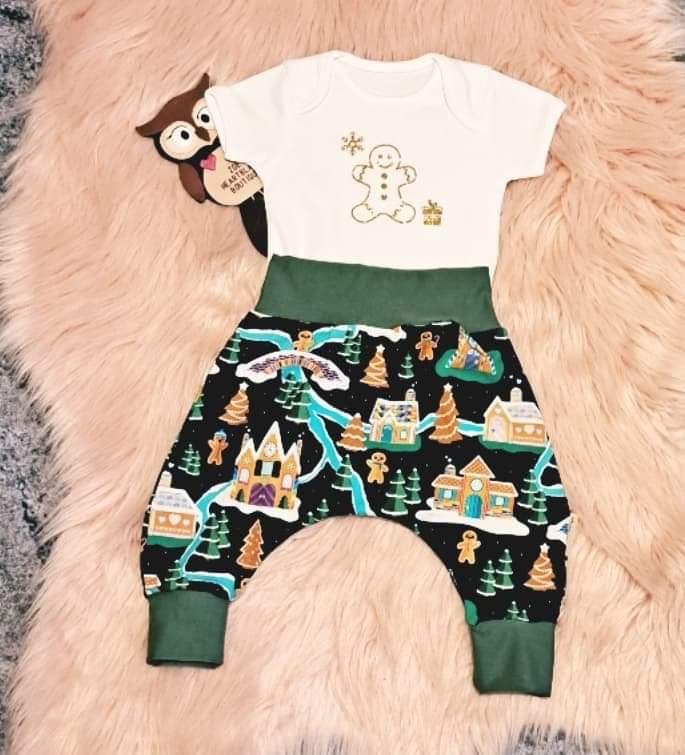 0-3 Months Gingerbread Outfit Set Harems Bottoms