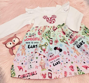 3-6 Months Long Sleeve Dress Xmas Mouse Christmas Sweetie