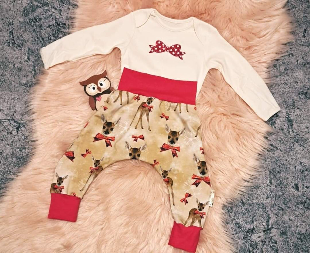 6-12 Months Deer Bow Onesie Harems Pants Bottoms Outfit Set