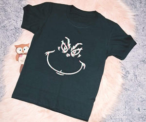 7-8 Years Christmas Thief Face Printed T-shirt Short Sleeve Top