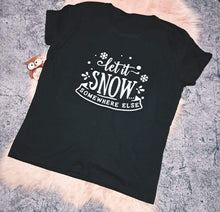 Load image into Gallery viewer, XL Womens Let It Snow Black Short Sleeve T-shirt Top Funny Quote
