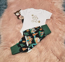 Load image into Gallery viewer, 0-3 Months Gingerbread Outfit Set Harems Bottoms
