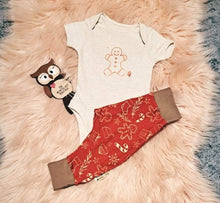 Load image into Gallery viewer, 3-6 Months Gingerbread Outfit Set Onesie Harems pants Bottoms
