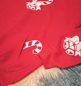 7-8 Years Christmas Hoodie Candy Canes Bow Bell Sweets Xmas Sweeties Hoody
