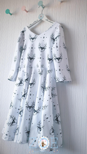 Load image into Gallery viewer, 6-7 + 8-9 Years Preworn 3 bow open back White and Black Reindeer Stag Head Christmas Xmas
